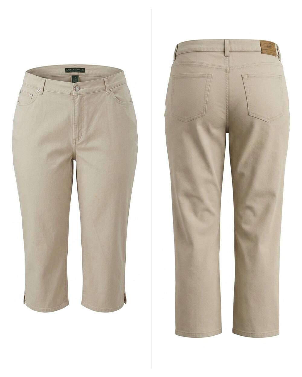 Lauren Khaki Straight Leg Denim Capri Pants Women Size 16